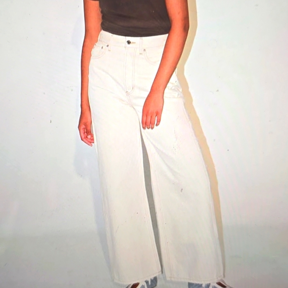 Etica‎ White Flare Wide Leg Jeans 28